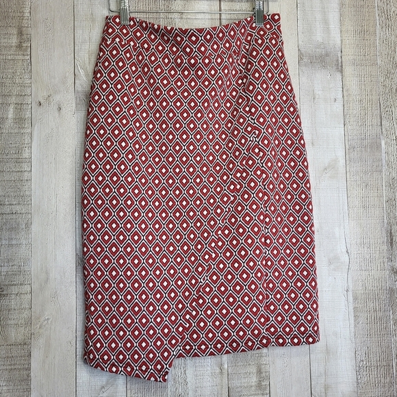 Maeve By Anthropolgie Geometric Red Skirt. Size Small - Picture 1 of 8